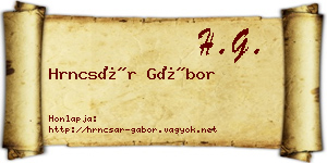 Hrncsár Gábor névjegykártya